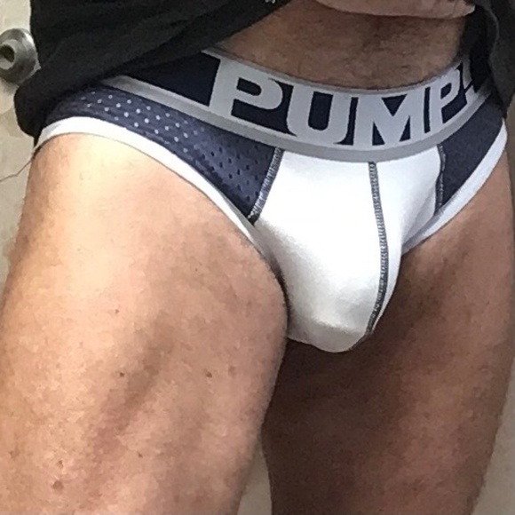 Pump, blue and white mesh brief , no tag but fits like medium which is what I am - Picture 2 of 4